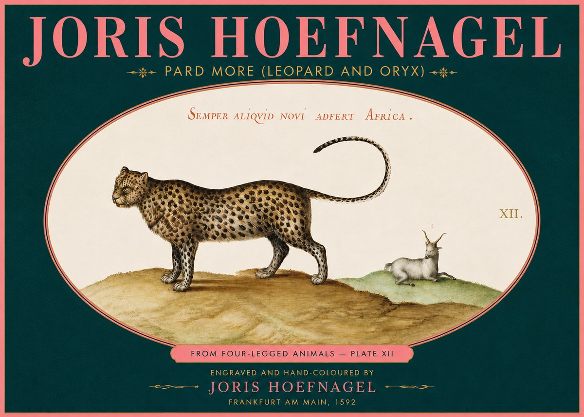 Joris Hoefnagel Pard More (Leopard and Oryx) No5 - Plakat