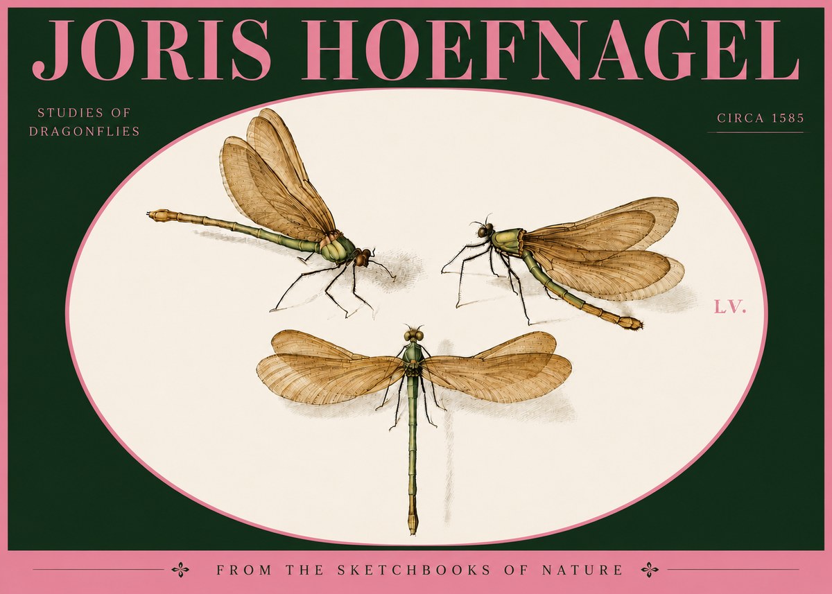 Joris Hoefnagel Studies of Dragonflies No4 - Plakat