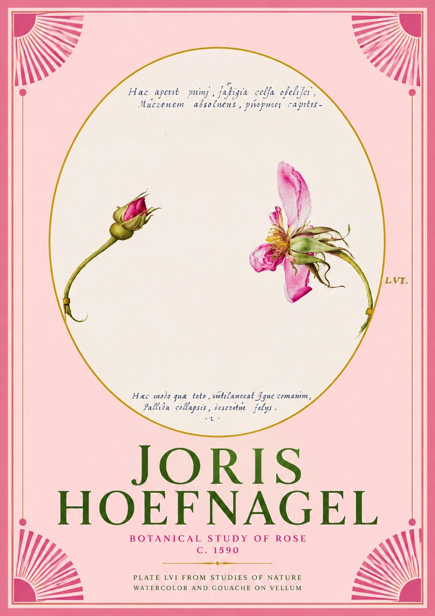 Joris Hoefnagel Botanical Study of Rose No2 - Plakat