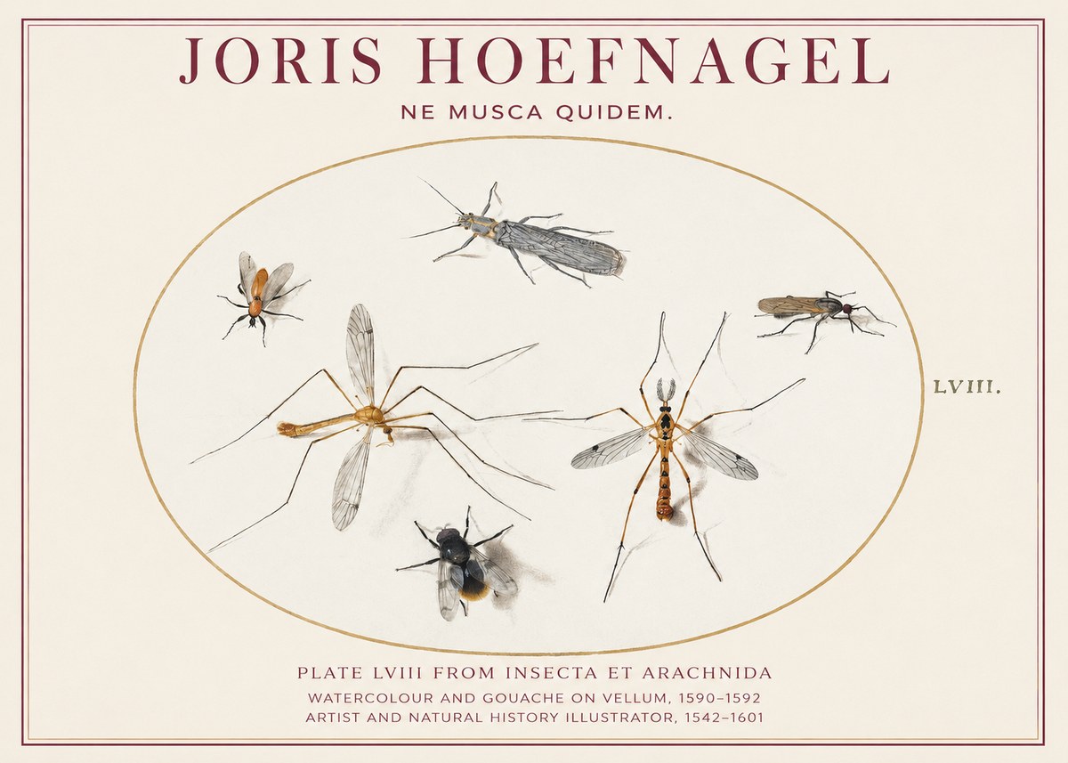 Joris Hoefnagel Plate Lviii from Insecta Et Arachnida No1 - Plakat