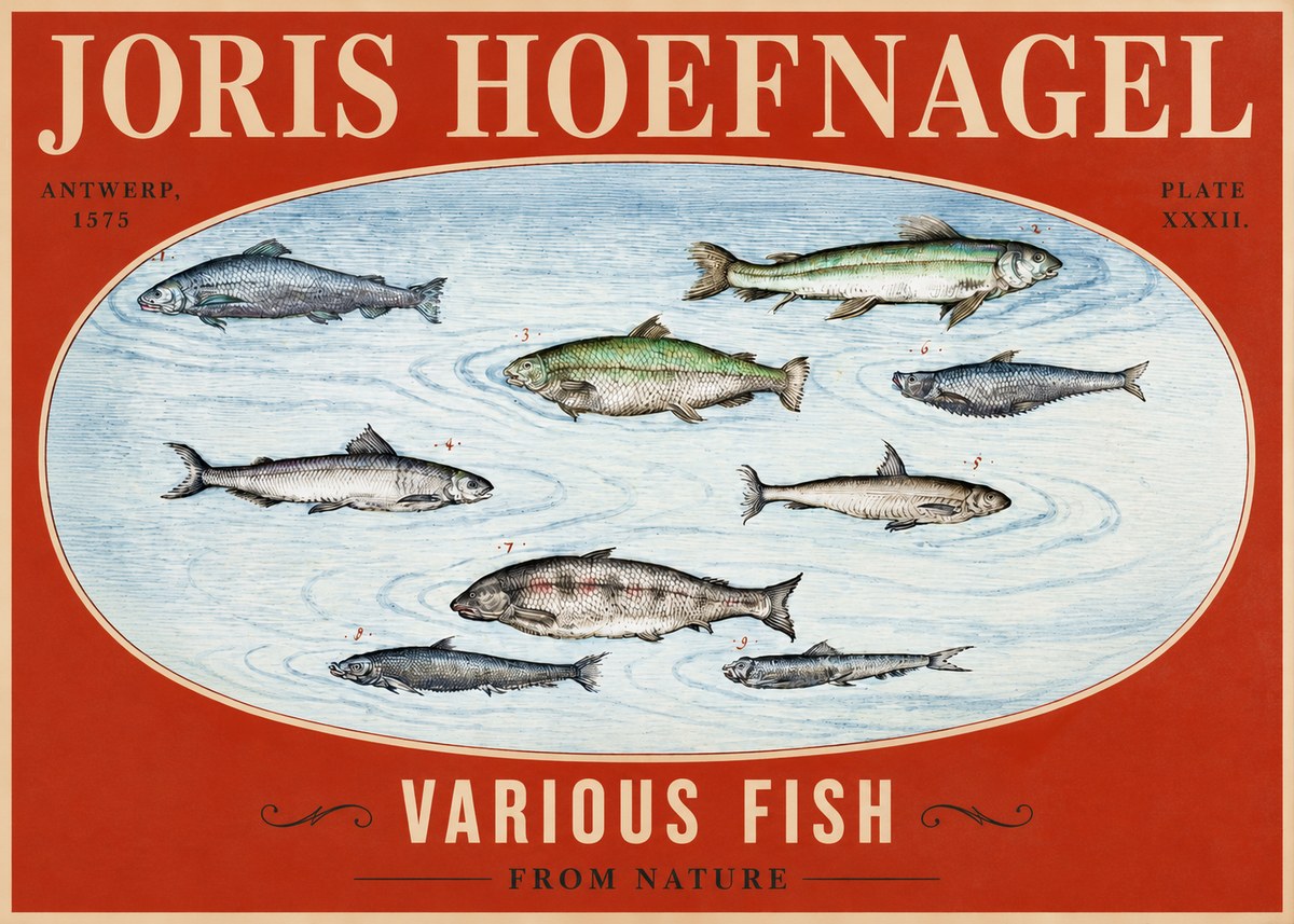 Joris Hoefnagel Various Fish from Nature No2 - Plakat