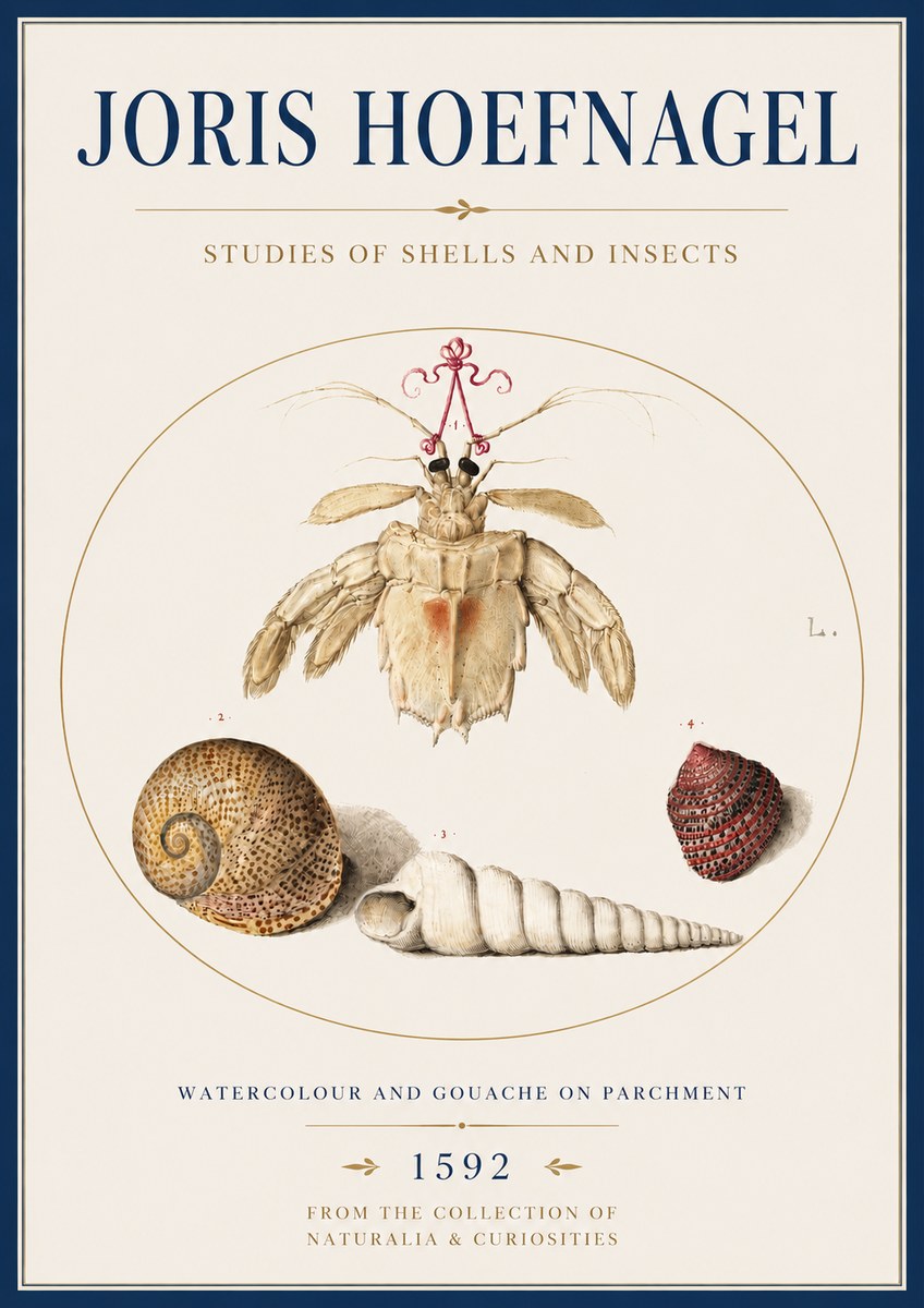 Joris Hoefnagel Studies of Shells and Insects No4 - Plakat