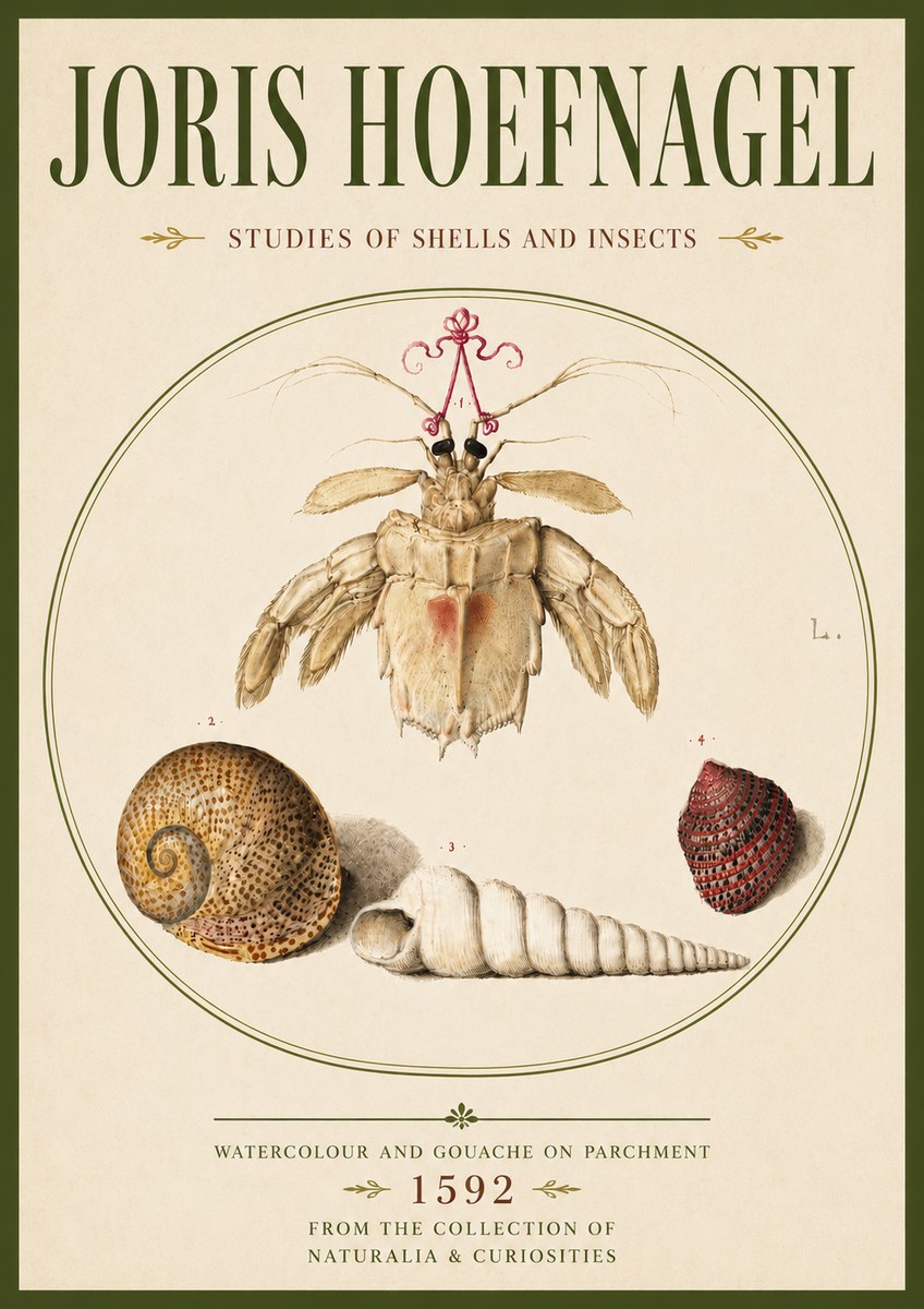 Joris Hoefnagel Studies of Shells and Insects No6 - Plakat