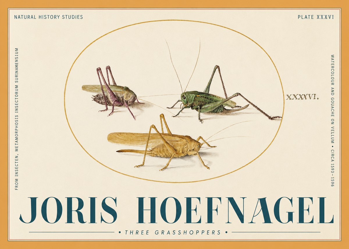 Joris Hoefnagel Grasshoppers Study No6 - Plakat