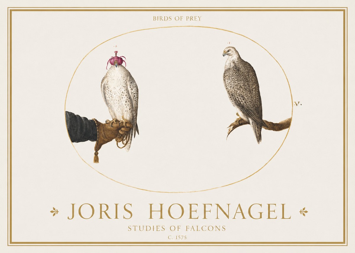 Joris Hoefnagel Studies of Falcons No1 - Plakat