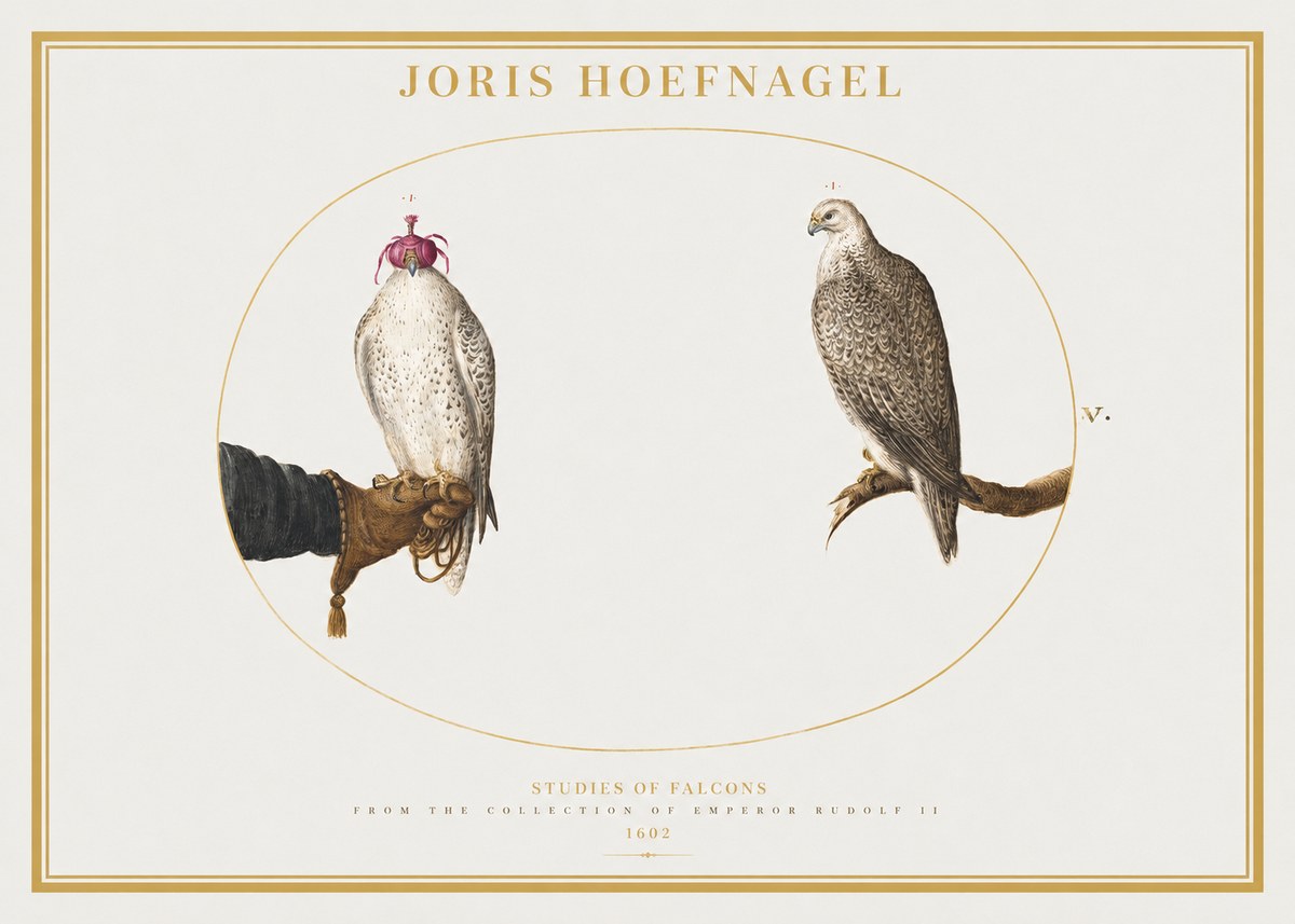 Joris Hoefnagel Studies of Falcons No2 - Plakat