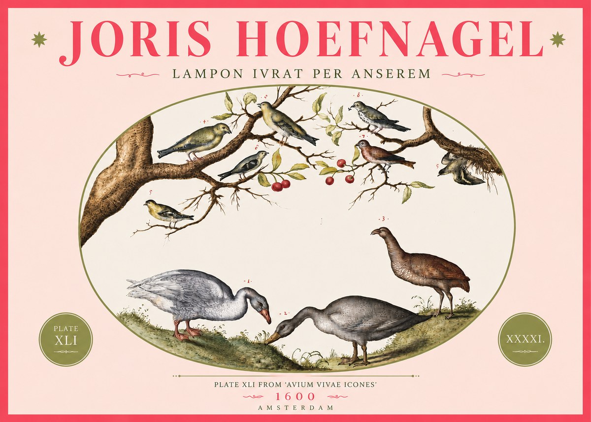 Joris Hoefnagel Lampon Ivrat per Anserem No4 - Plakat