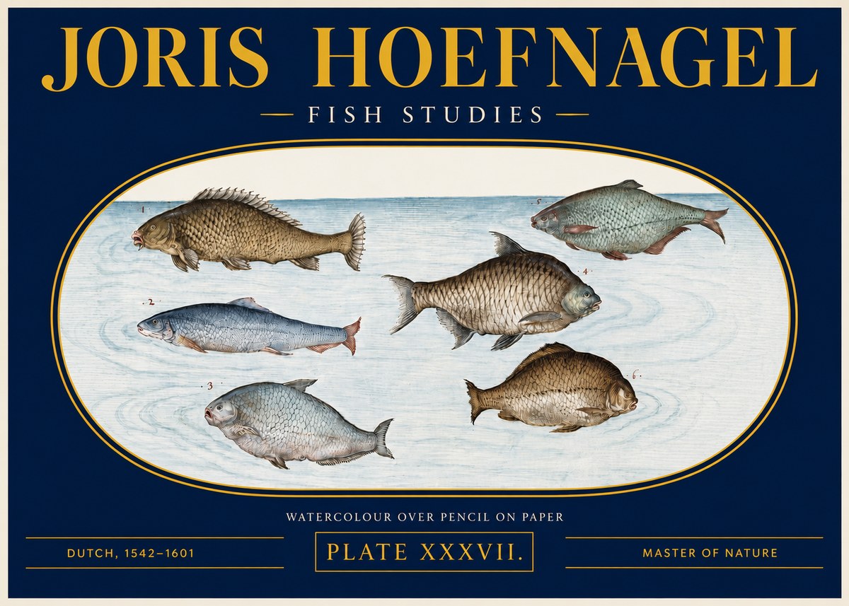 Joris Hoefnagel Six Freshwater Fish No4 - Plakat