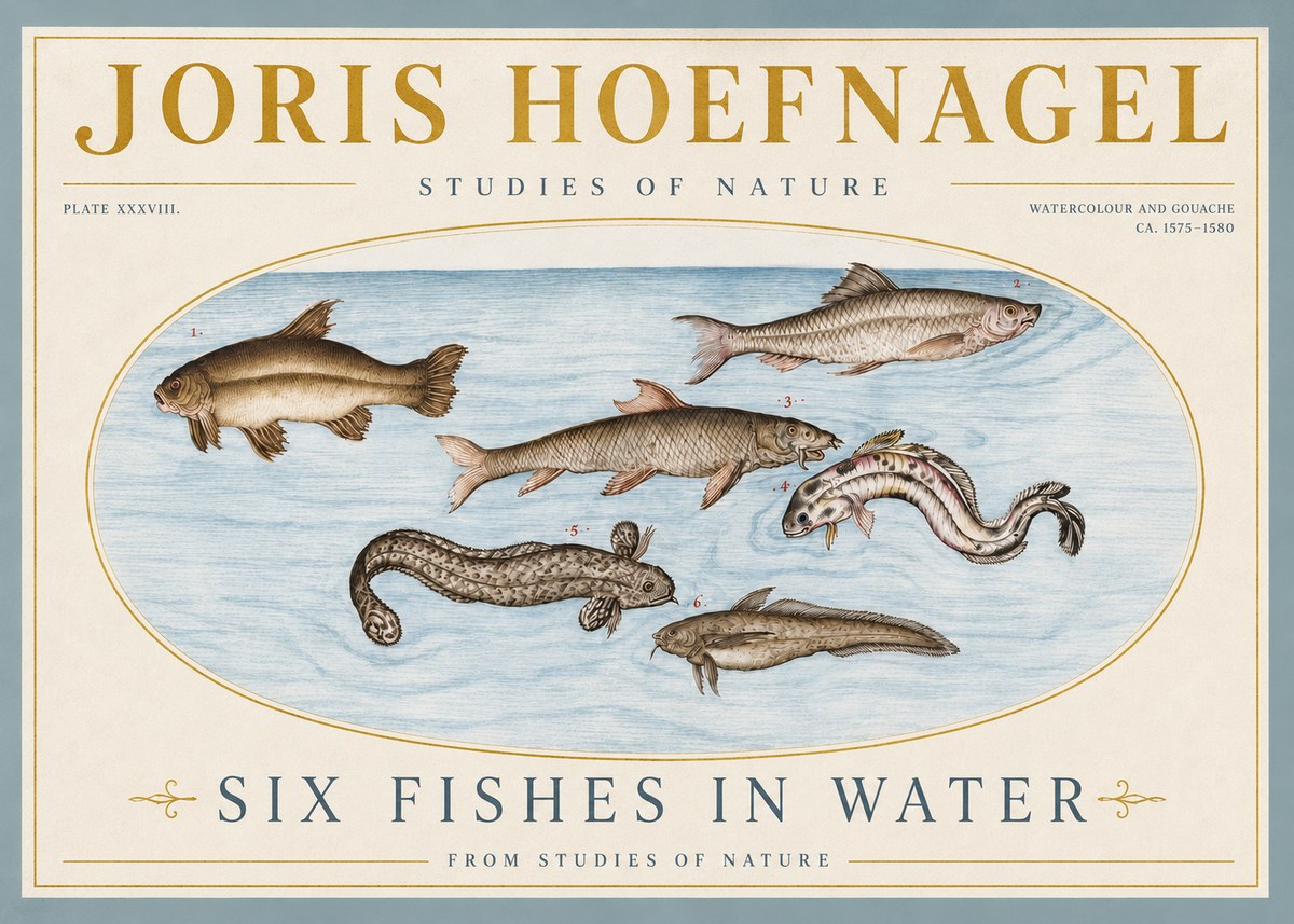 Joris Hoefnagel Six Fishes in Water II No4 - Plakat