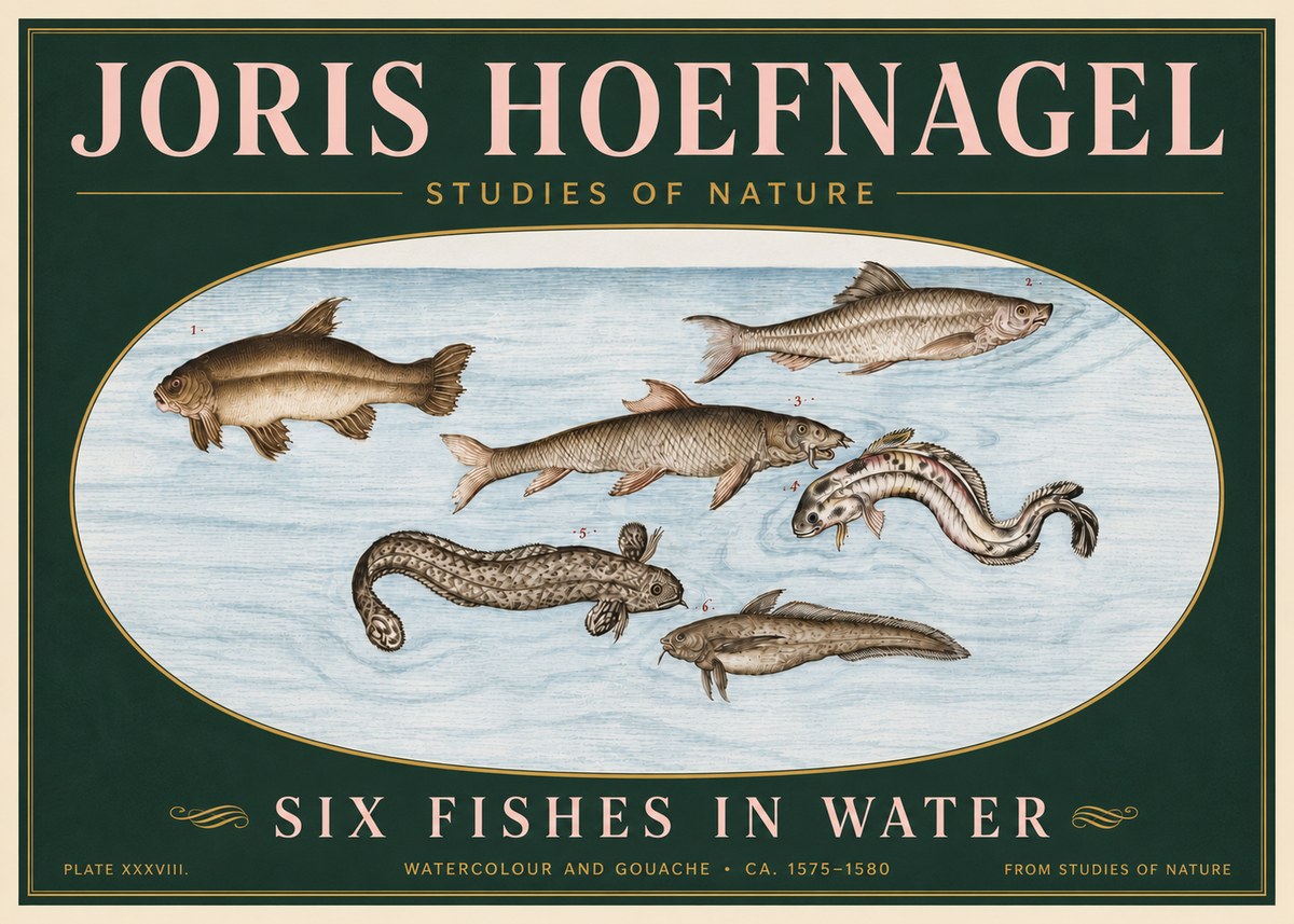 Joris Hoefnagel Six Fishes in Water II No6 - Plakat