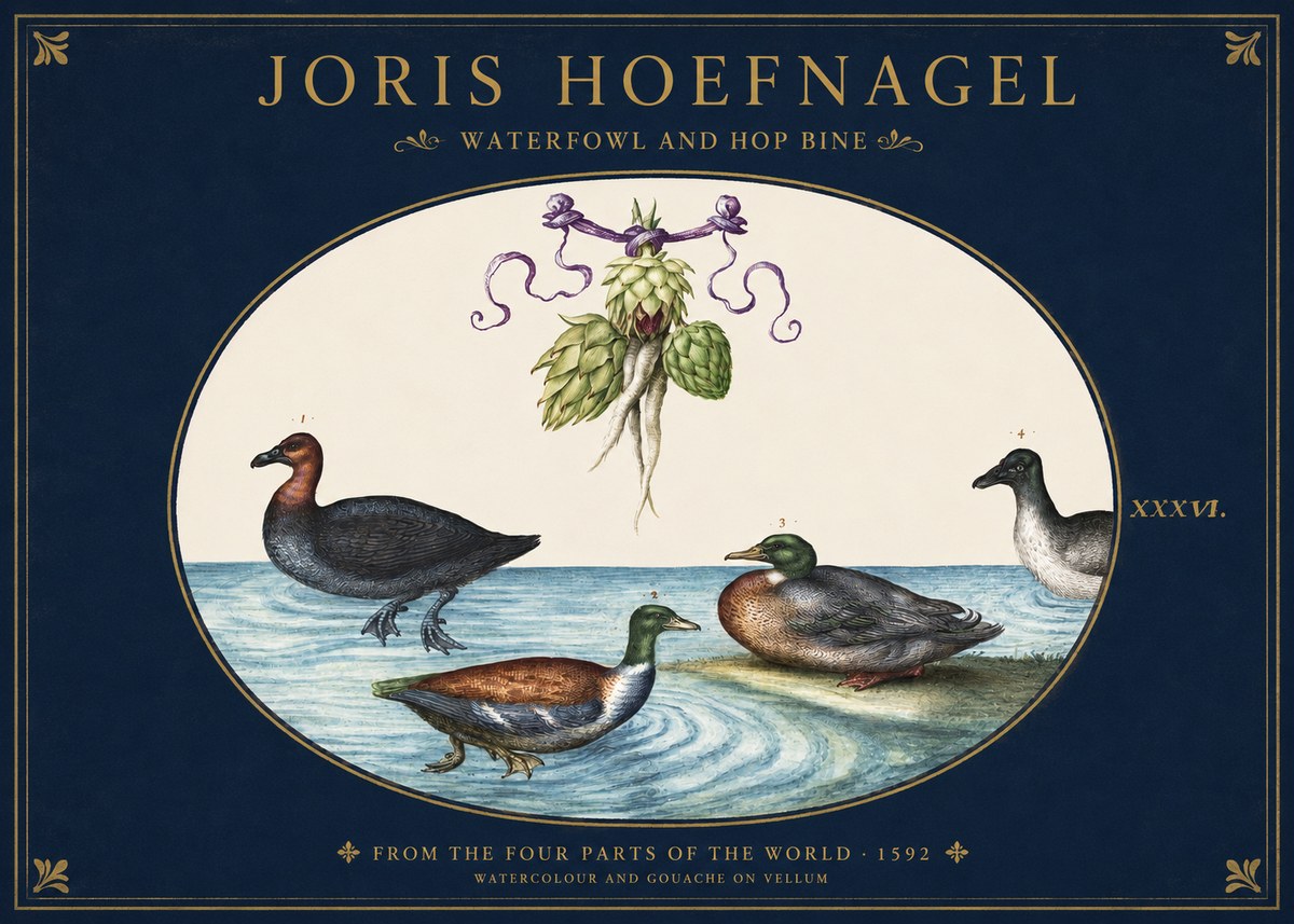 Joris Hoefnagel Waterfowl and Hop Bine No2 - Plakat
