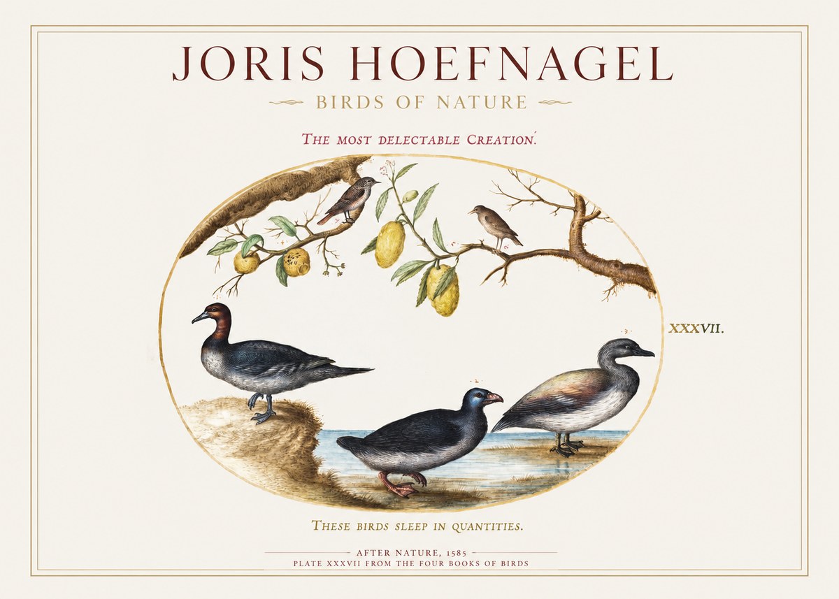 Joris Hoefnagel Plate Xxxvii from the Four Books of Birds No1 - Plakat