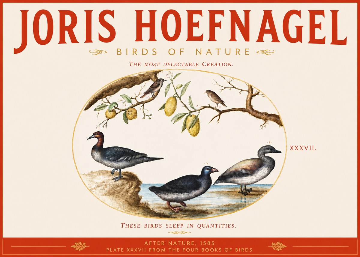Joris Hoefnagel Plate Xxxvii from the Four Books of Birds No3 - Plakat