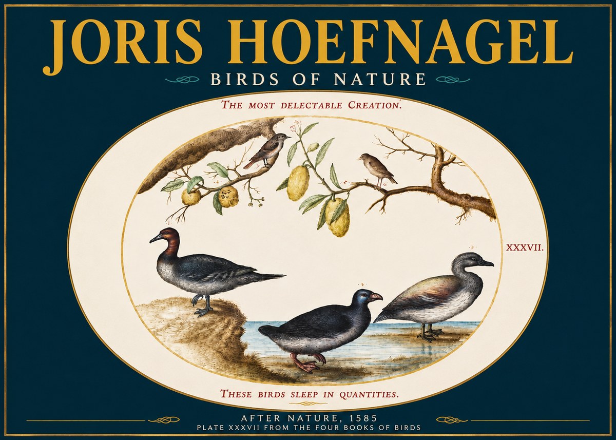 Joris Hoefnagel Plate Xxxvii from the Four Books of Birds No4 - Plakat