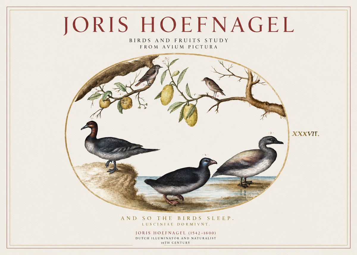 Joris Hoefnagel Plate Xxxvii from the Four Books of Birds No5 - Plakat