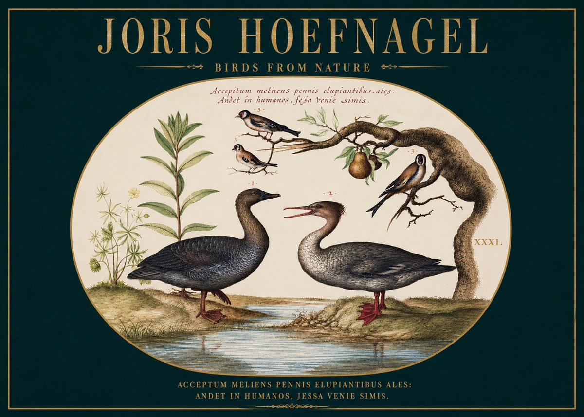 Joris Hoefnagel Acceptiem Meliens Pennis Fupidantibus Ales No3 - Plakat