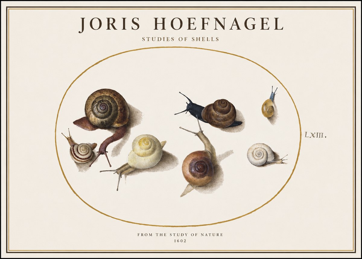 Joris Hoefnagel Six Snails No4 - Plakat