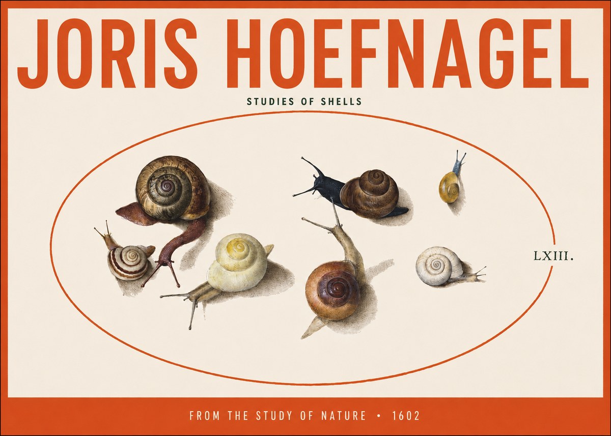 Joris Hoefnagel Six Snails No5 - Plakat