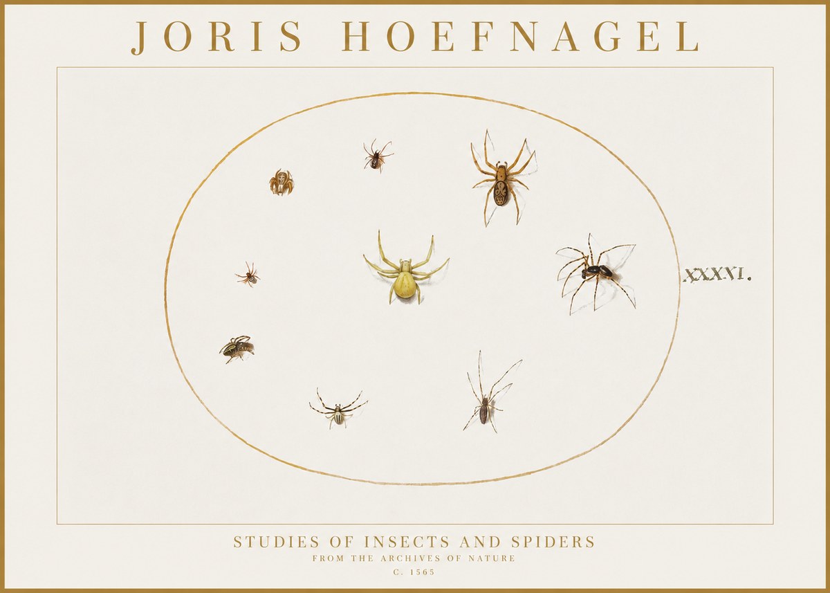 Joris Hoefnagel Studies of Insects and Spiders No1 - Plakat
