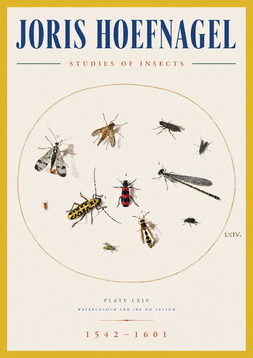 Joris Hoefnagel Studies of Insects - Plate Lxiv No5 - Plakat