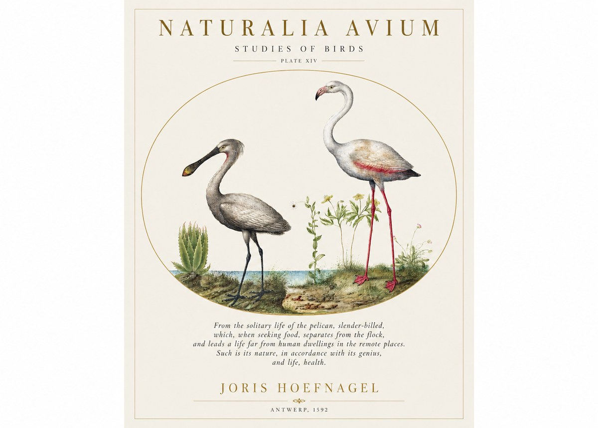 Joris Hoefnagel The Solitary Sanctuary of the Spoonbill and the Flamingo No2 - Plakat