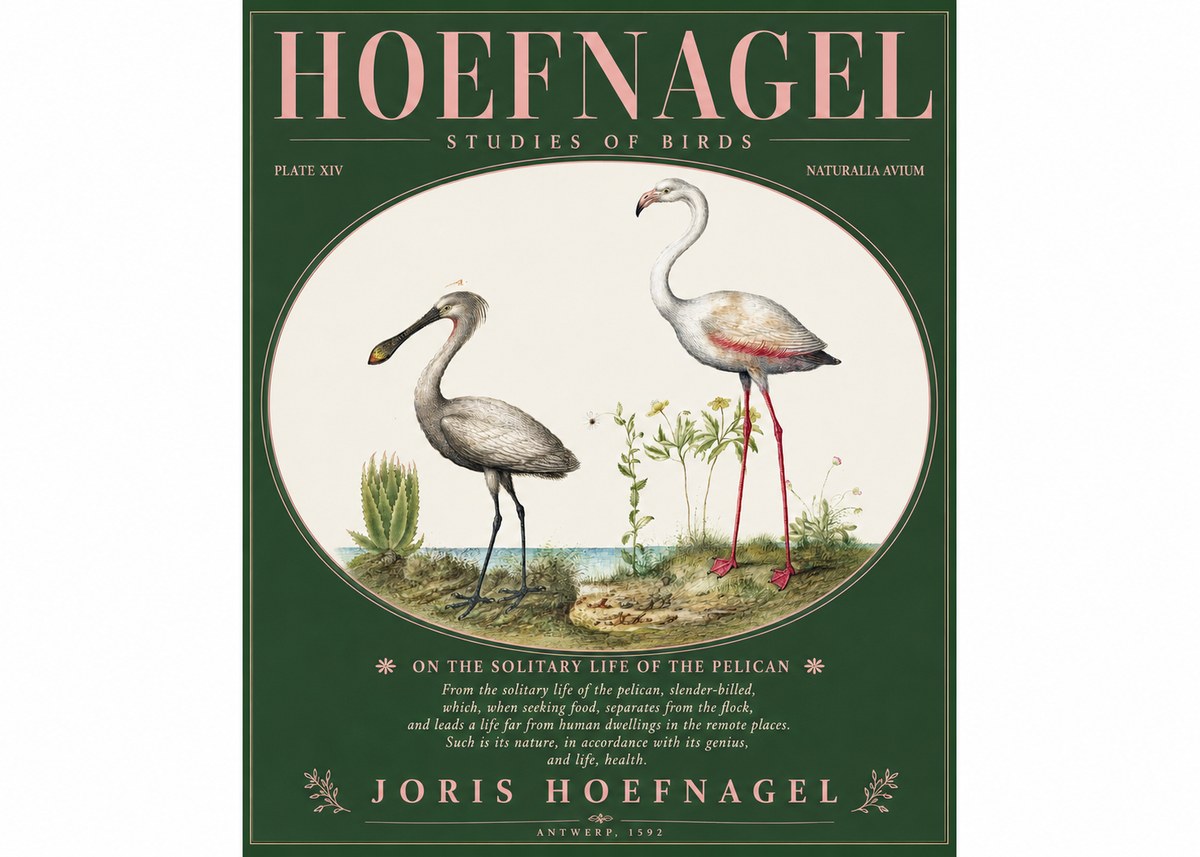 Joris Hoefnagel The Solitary Sanctuary of the Spoonbill and the Flamingo No3 - Plakat