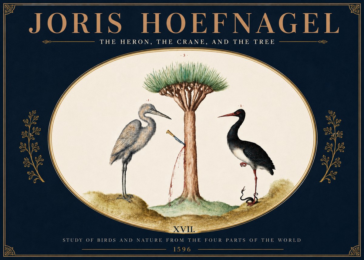 Joris Hoefnagel The Heron, the Crane, and the Tree No5 - Plakat