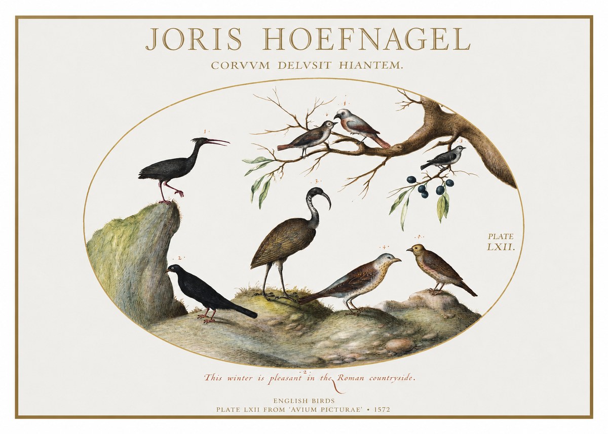 Joris Hoefnagel English Birds Plate Lxii No1 - Plakat