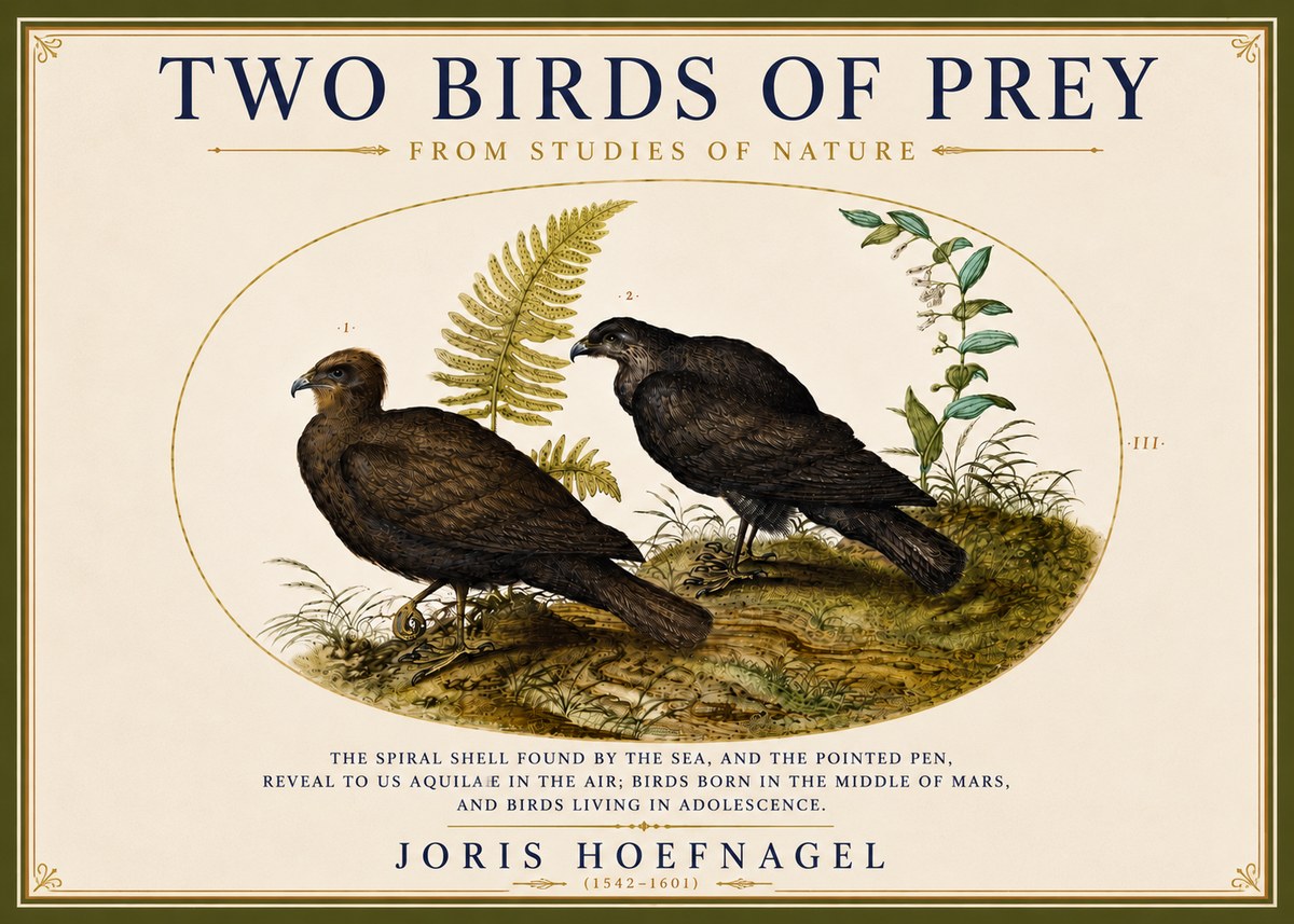 Joris Hoefnagel Two Birds of Prey - from Studies of Nature No5 - Plakat