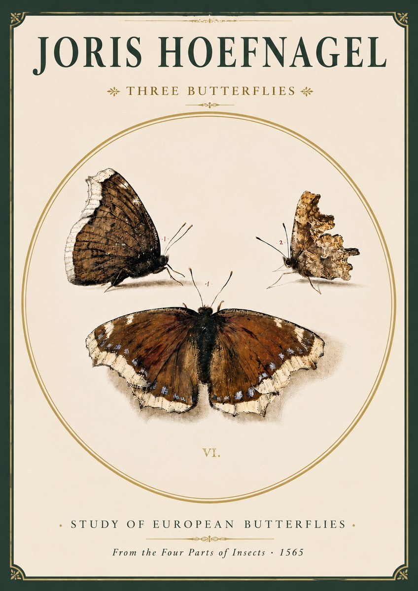 Joris Hoefnagel Three Butterflies I No3 - Plakat