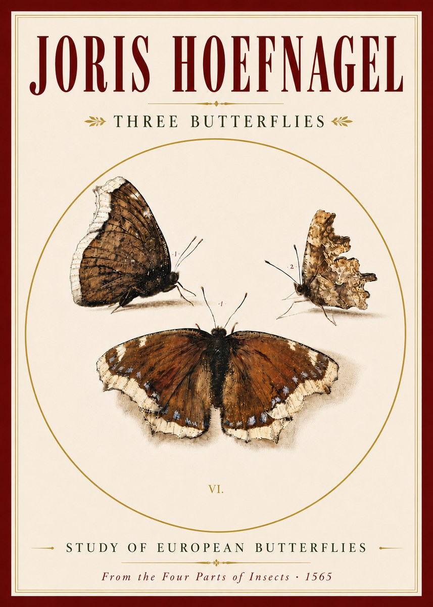 Joris Hoefnagel Three Butterflies I No5 - Plakat