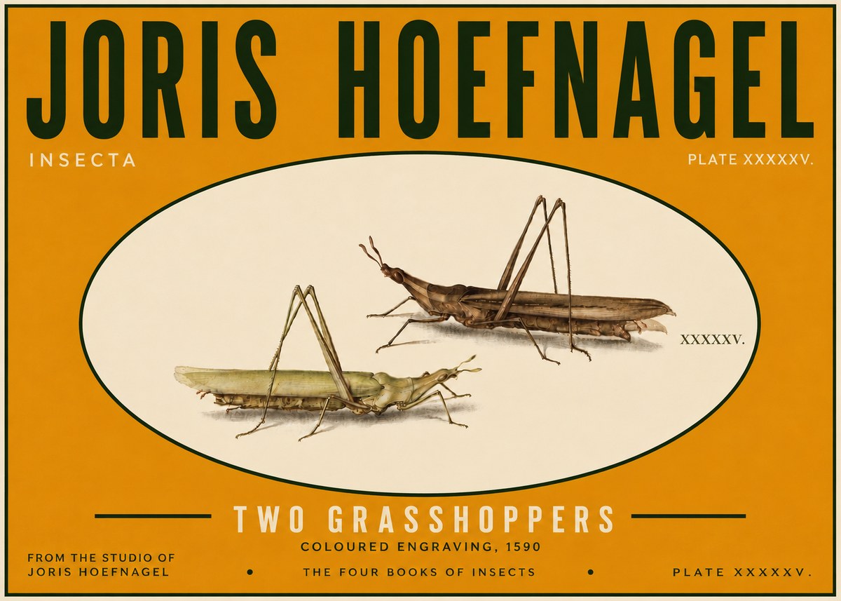 Joris Hoefnagel Two Grasshoppers No6 - Plakat