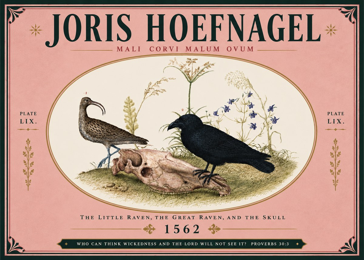 Joris Hoefnagel The Little Raven, the Great Raven, and the Skull No5 - Plakat