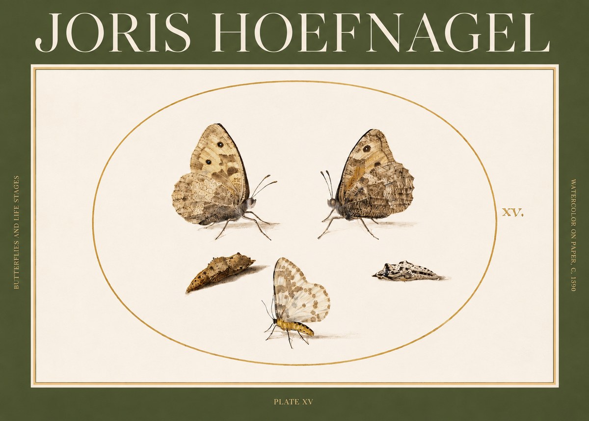 Joris Hoefnagel Butterflies and Life Stages - Plate Xv No2 - Plakat