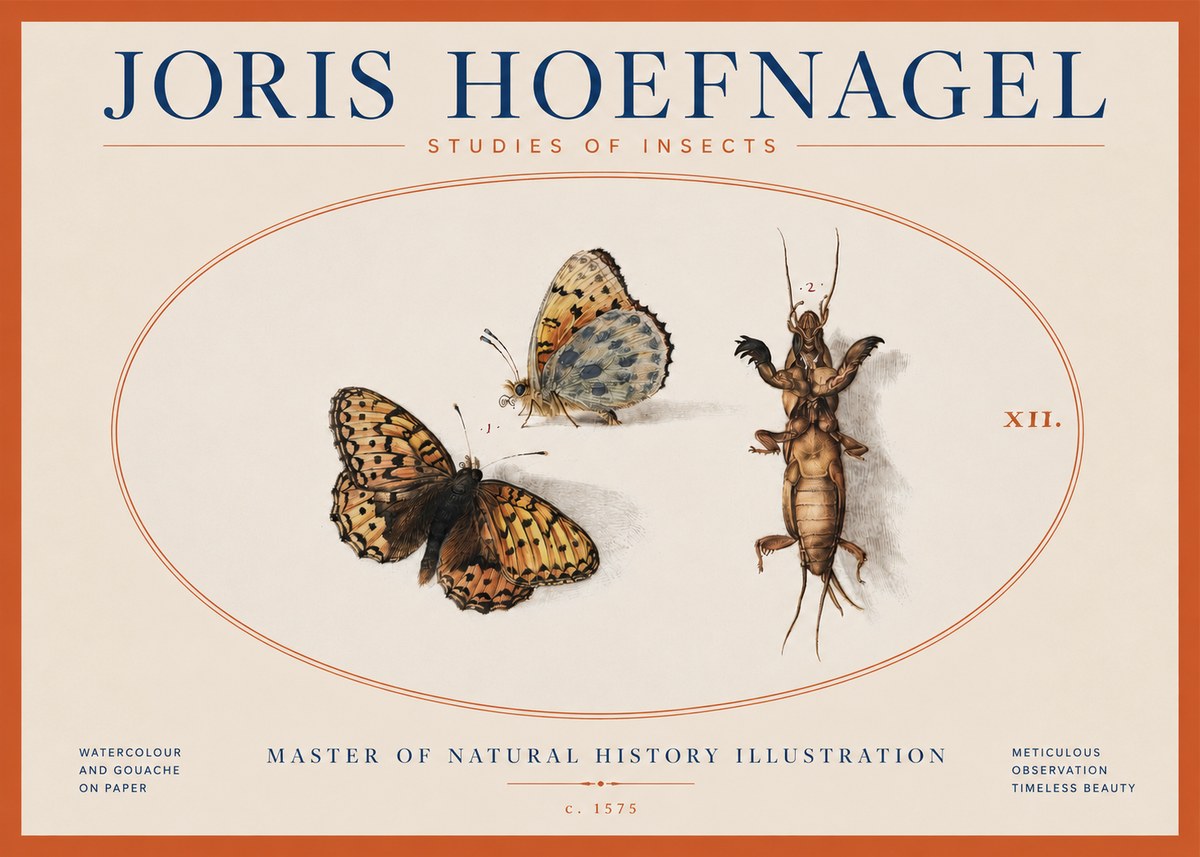 Joris Hoefnagel Studies of Insects Xii No3 - Plakat