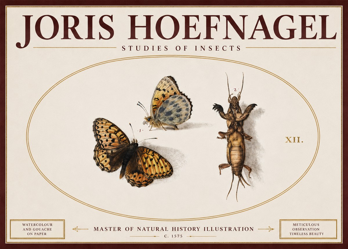 Joris Hoefnagel Studies of Insects Xii No5 - Plakat