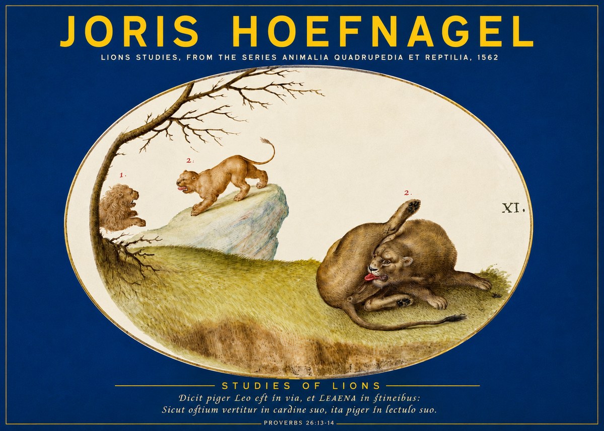 Joris Hoefnagel Lions Studies No2 - Plakat