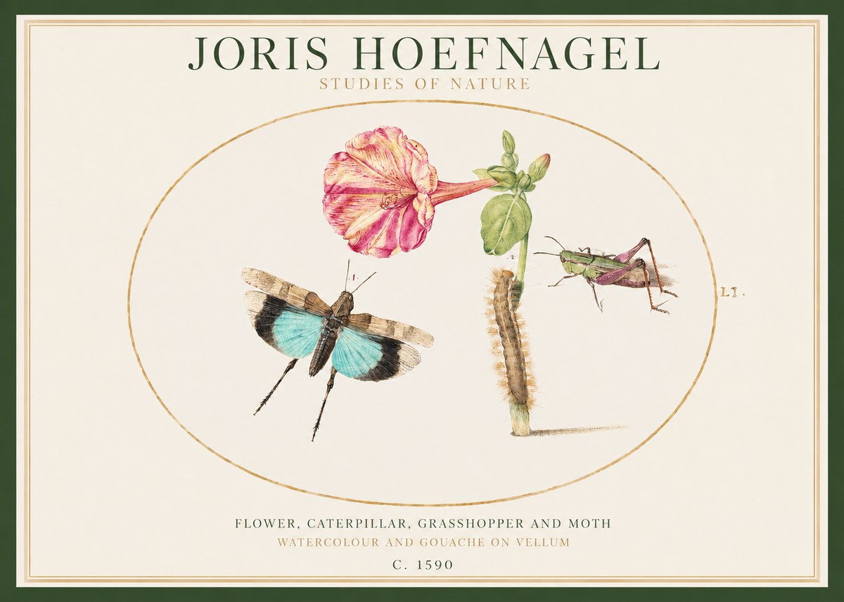 Joris Hoefnagel Plate L1. Studies of Insects and Plants No2 - Plakat