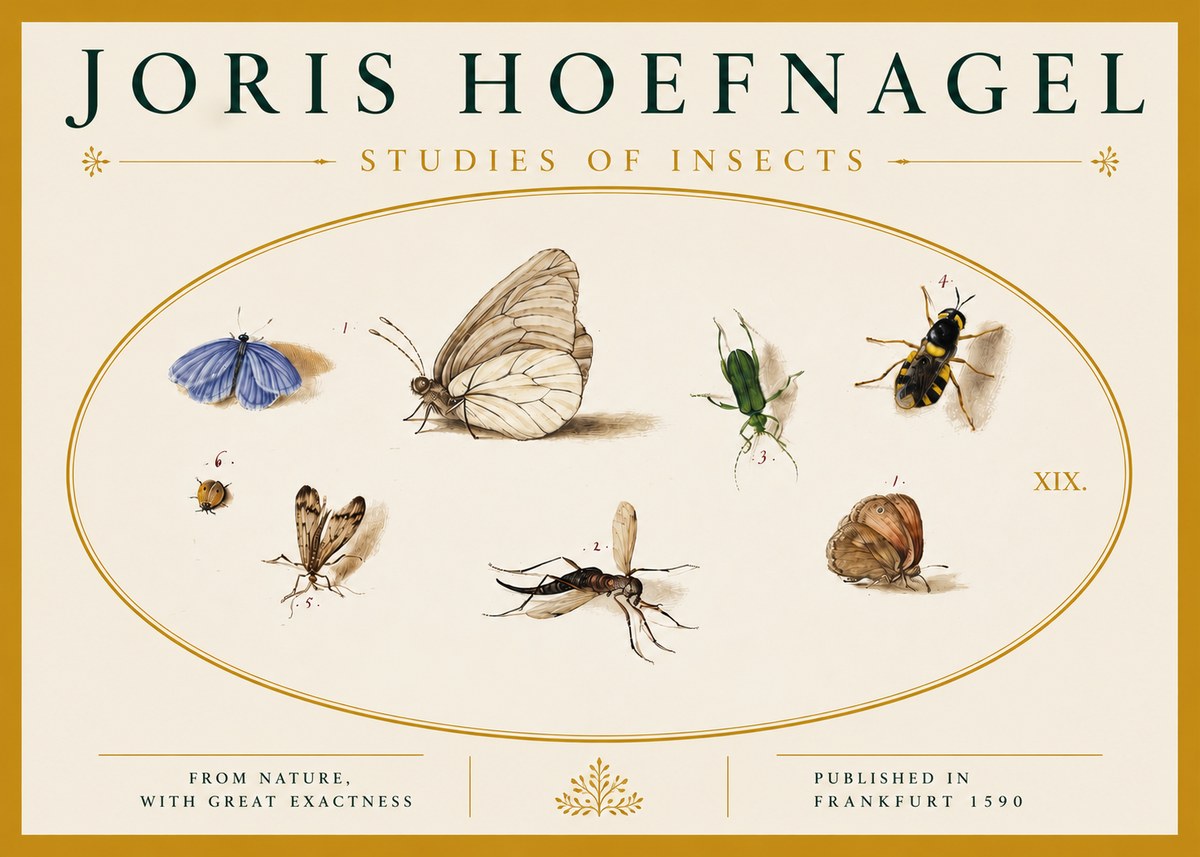 Joris Hoefnagel Studies of Insects V No4 - Plakat