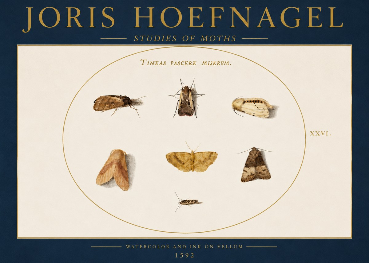 Joris Hoefnagel Studies of Moths II No4 - Plakat
