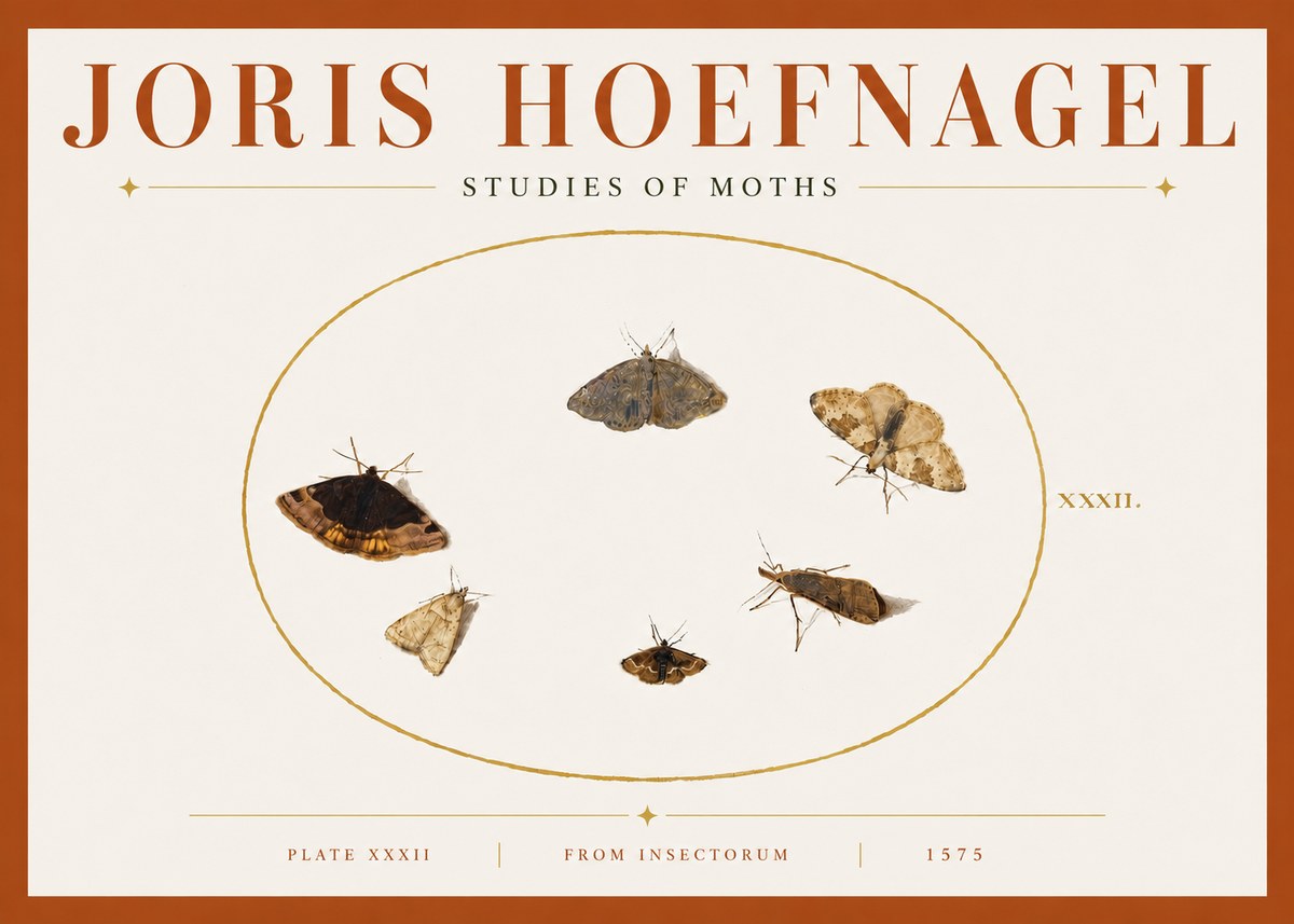 Joris Hoefnagel Studies of Moths III No5 - Plakat