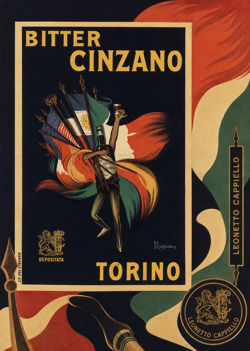 Leonetto Cappiello Bitter Cinzano Torino No6 - Plakat