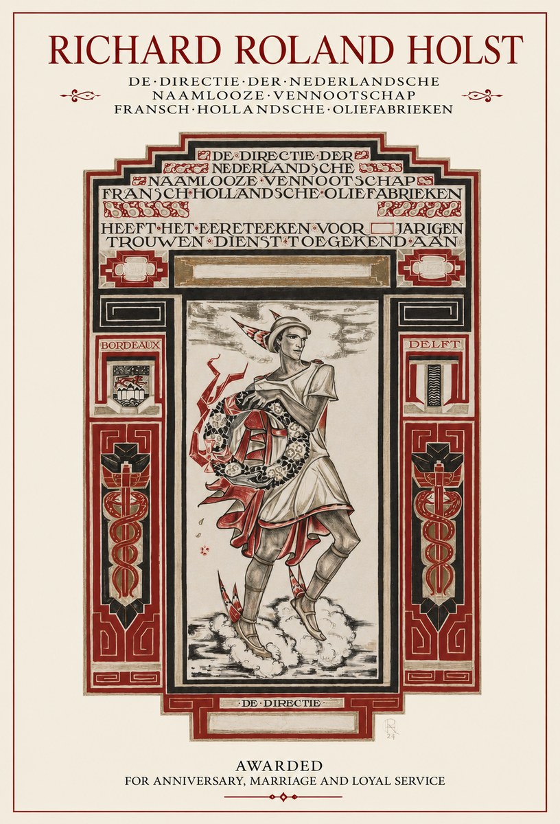 Richard Roland Holst Awarded for Anniversary, Marriage and Loyal Service No1 - Plakat
