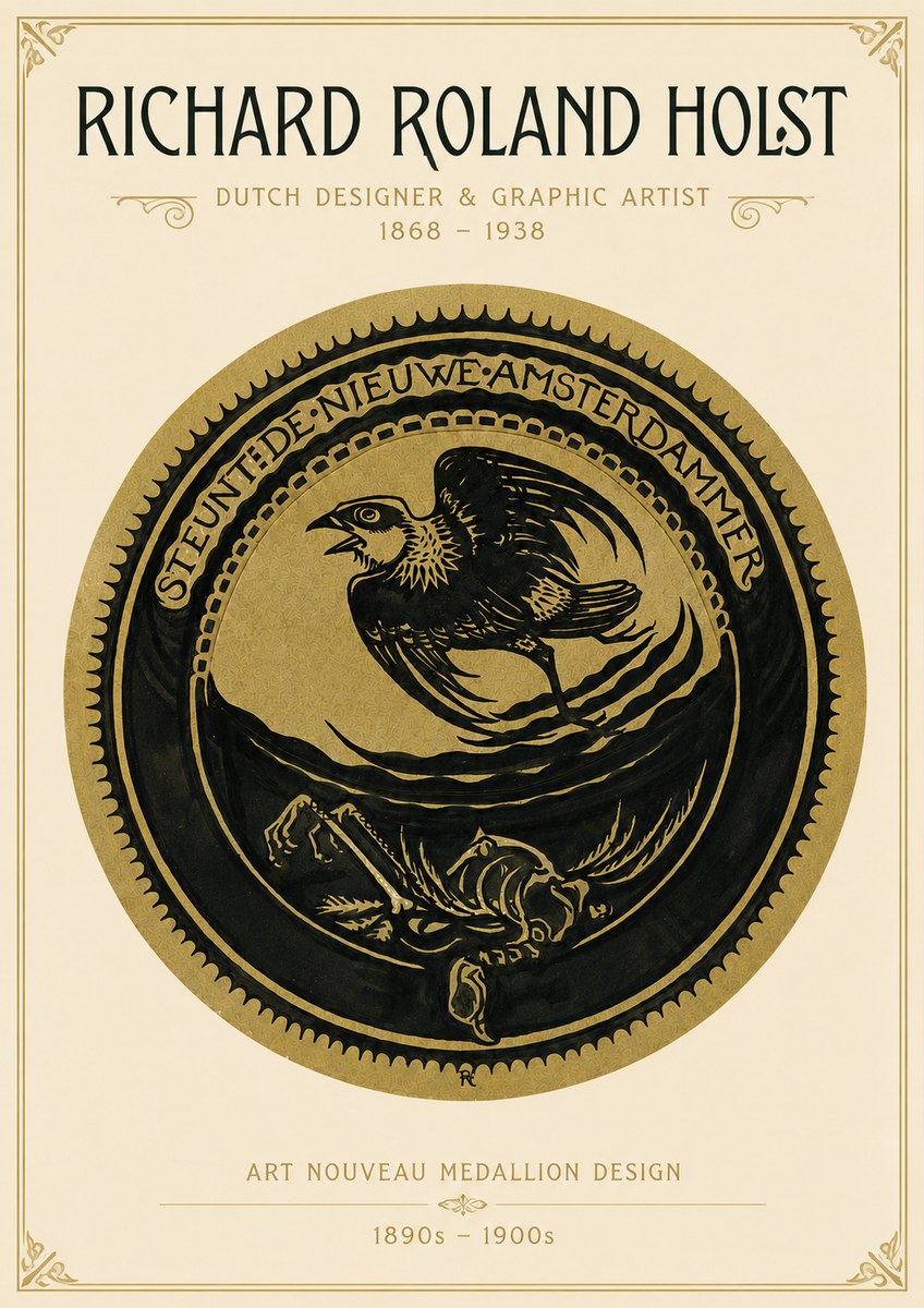 Richard Roland Holst Art Nouveau Medallion Design No3 - Plakat