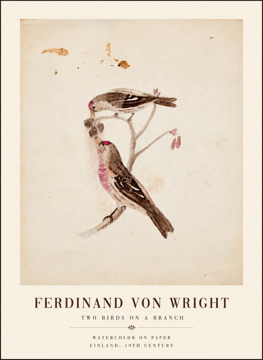 Ferdinand von Wright Two Birds on a Branch No1 - Plakat