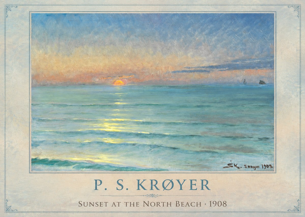 P.S. Krøyer Sunset at the North Beach No1 - Plakat