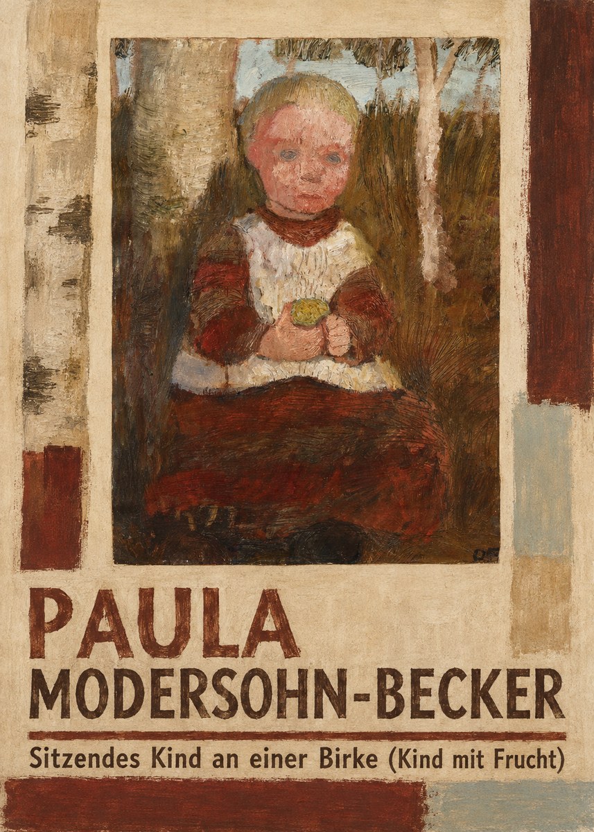 Paula Modersohn-Becker Sitzendes Kind an Einer Birke (Kind Mit Frucht) No2 - Plakat