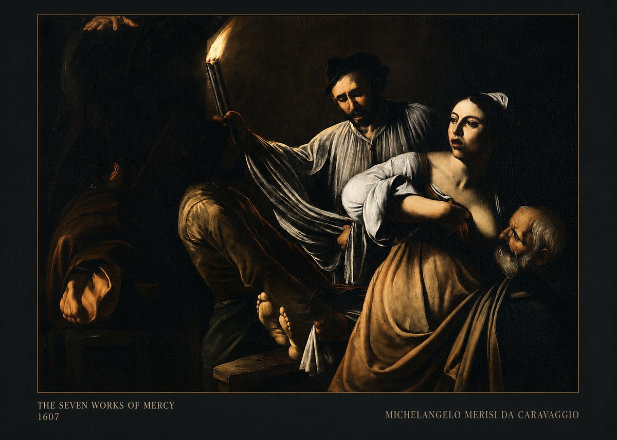 Michelangelo Merisi da Caravaggio The Seven Works of Mercy III No5 - Plakat