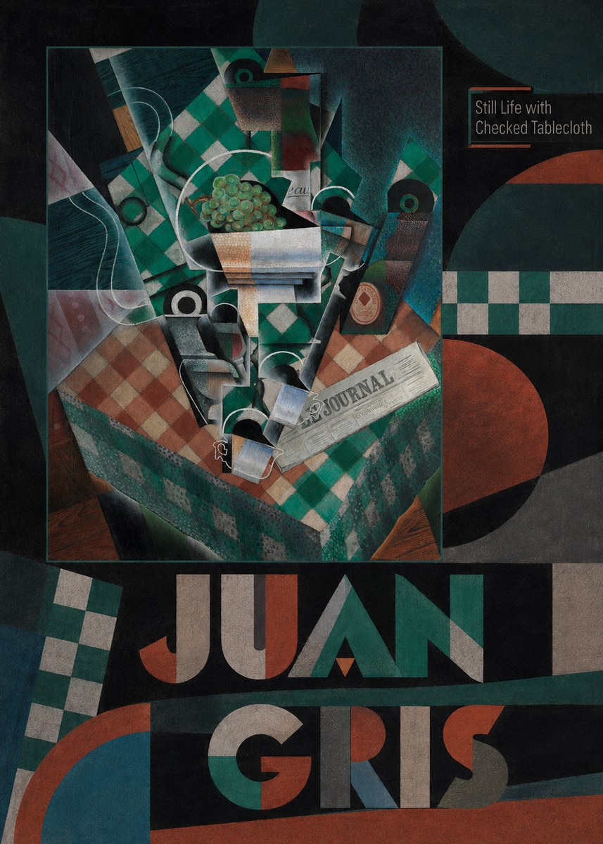 Juan Gris Still Life with Checked Tablecloth No5 - Plakat