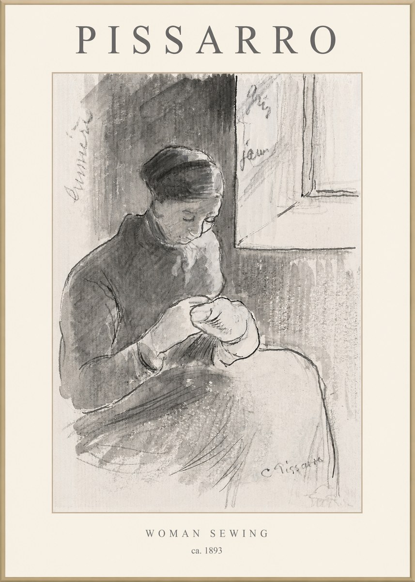 Pissarro Woman Sewing No1 - Plakat